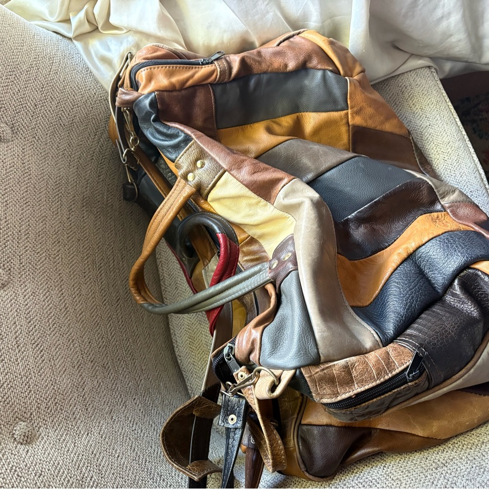 Patchwork Leather Backpack - image 3